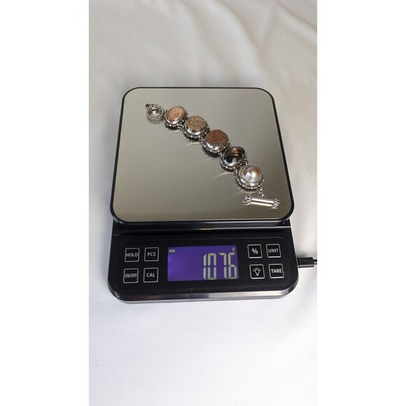 Stephen Dweck Vintage Necklace Bracelet Sterling Silver Carved Gemstone Estate - Picture 15 of 16